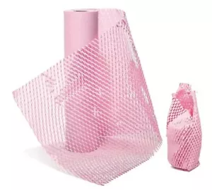 Pink Honeycomb Packing Paper, 11.8" x 98.5ft Recyclable Cushion Packing Paper - Picture 1 of 5