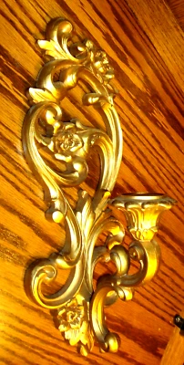 Aplique de pared ornamentado #1 vintage HOMCO dorado #4118 candelabro Hollywood Regency 661 Foto 1 de 3