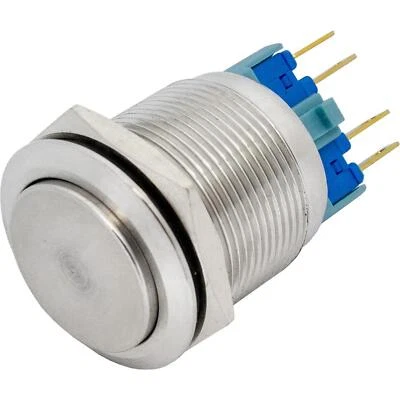 Stainless steel Pressure switch raised Ø22mm IP65 2,8x0,5mm Pins 250V 3A Vandal- - Image 1 of 3
