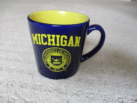 University of Michigan 16oz. Coffee Mug Cup Blue Maize Interior Wolverines * Cover