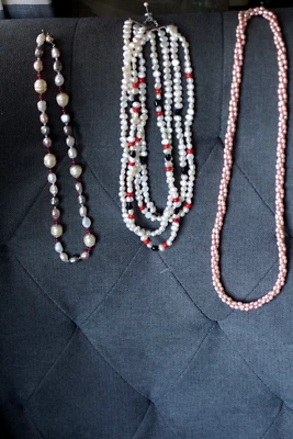 Cultured Pearl/Gemstone AAA  Necklaces 16"/18"/24" Lot Of 3   NEW - Image 1 of 4