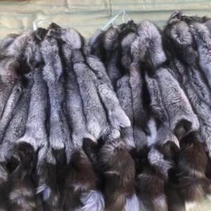 Tanned Silver Fox Skin Fur Pelts Soft Dense Real Leather Hides 39-47 inch - Picture 1 of 12