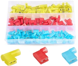 110PCS Right Angle Flag Wire Female Spade Crimp Terminal Connectors 22-10AWG Kit - Picture 1 of 7