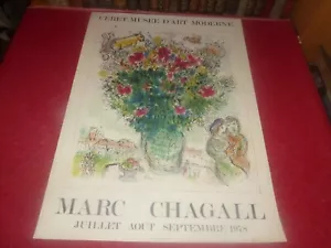 MARC CHAGALL / LITHOGRAPH "MULTICOLORED BOUQUET" ORIGINAL POSTER CERET 1978 - Picture 1 of 16