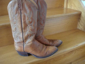 Herren Vintage J. Chisholm Braun Leder Western Cowboy Stiefel Größe 9 D Hergestellt in den USA - Bild 1 von 10