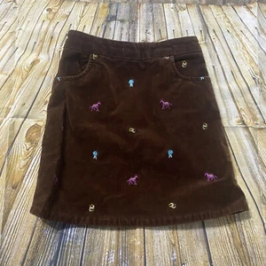 Hartstrings Girls Sz 6X Brown Soft Corduroy Horse Equestrian Race Stretch Skirt - Picture 1 of 5