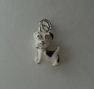 1 dije de plata esterlina 15x10 mm esmalte blanco y negro manchado para perro - Imagen 1 de 3