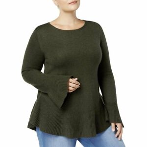 STYLE & CO Plus-Size Bell-Sleeve Peplum Thermal Sweater Top 0X 12W/14W NWT