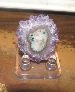 BEAUTIFUL POLISHED AMETHYST  STALACTITE SLICE W/ STAND  - Picture 1 of 2