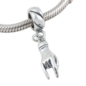 Italian Good Luck Hand Mano Cornuto 925 Sterling Silver European Bead Charm Horn - Picture 1 of 4