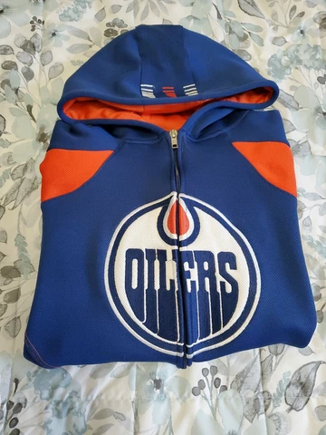 Edmonton Oilers Embroidered Reebok Center Ice Hoodie Full-Zip Jacket SZ Y-L/W-S Cover