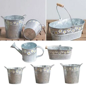 Metal Hanging Flower Pots Mini Iron Garden Balcony Planters Bucket Holders for - Picture 1 of 16