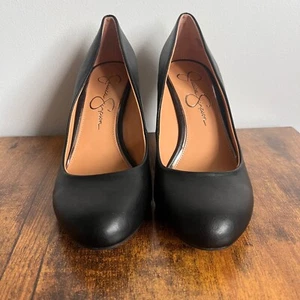 Jessica Simpson Black Wedge Heels Classic Pumps Career Shoes Size 8.5 - Picture 1 of 10