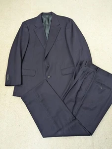 Traje Para Hombres 40R 34x29 Azul Lana 2 Piezas Chaqueta Pantalones Conjunto De Colección Unión Hecho en EE. UU. - Imagen 1 de 24