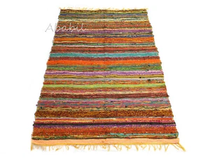 3X5 Ft Area Rug Dining Room Carpet Floor Mat Hand Woven 4X6 Ft Cotton Chindi Rug - Picture 1 of 5
