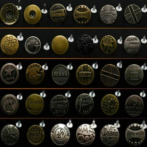 No sew Hammer Metal Plain Button Rivet DIY Repair Trousers Jacket - Picture 1 of 13