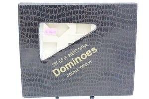 Vintage Set 91 Domino Professionali Doppio Dodici 12 in Custodia Vinile Completo - Foto 1 di 4