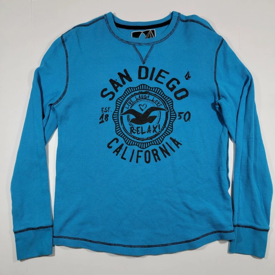 Volcom Pullover Crew Neck Sweater - Blue - California - LARGE - Image 1 of 4