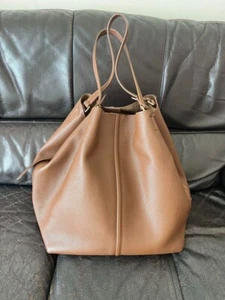 Max mara Leather Tote Bag Shoulder Bag Hand Bag with Leather Belt Brown Used JPN - Picture 1 of 20