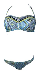JETS By Jessika Allen Geometric Print Bikini Size 14D/DD (top) 12(bottom) - Picture 1 of 8