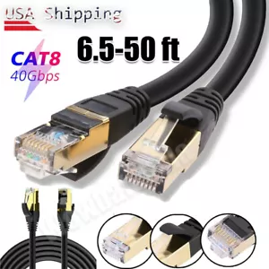High Speed 6-50ft CAT 8 Ethernet RJ45 Cable 40Gbps LAN Patch Network Gold Plated - Picture 1 of 8