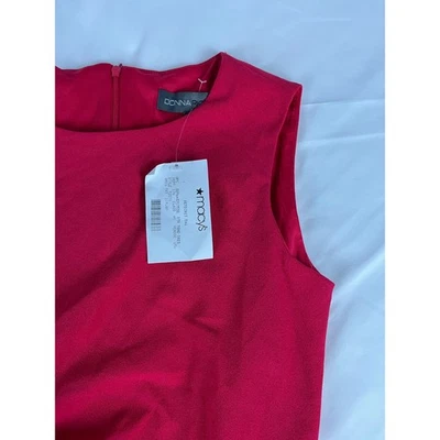 Donna Ricco Red Sleeveless Sheath Dress Bow Detail Womens Size 4 Career - Image 1 of 4