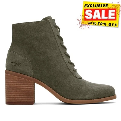 Toms Evelyn Cuero Mujer Diseño Moderno Vestido Formal Botines Verde - Imagen 1 de 4