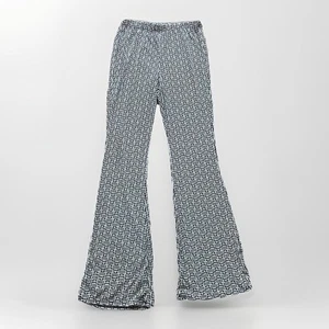 Pantalones de festival acampanados retro psicodélicos negros blancos vintage Y2K Rainbow EE. UU. L - Imagen 1 de 9