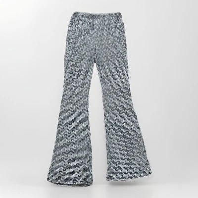 Pantalones de festival acampanados retro psicodélicos negros blancos vintage Y2K Rainbow EE. UU. L Foto 1 de 4