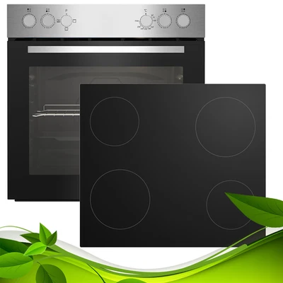 Herdset mit Backofen und rahmenlosen Glaskeramik Kochfeld 4 Zonen Einbau Set  - Bild 1 von 4
