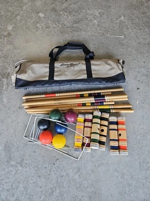 Juego de croquet exterior vintage Eddie Bauer para 6 personas con estuche original Foto 1 de 4
