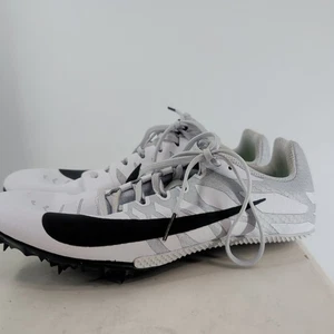 Nike Zoom Rival S 9 907564-100 Lace-Up Spike Shoes White Platinum Black Size 8.5 - Picture 1 of 7