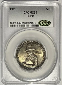 1920 Pilgrim Commemorative Half Dollar CACG MS64 ‼️ORIGINAL - FULL OF LUSTER‼️ - Picture 1 of 2