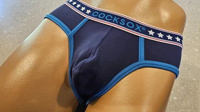 COCKSOX MENS SUPPLEX NYLON DARK NAVY BLUE SPORTS HIP BRIEFS  RRP £25 M NWOT - Imagem 1 de 4