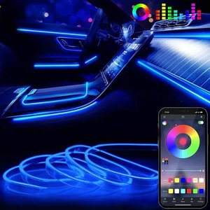 Neon LED Light Trim Glow Optic Fiber Strip Car Interior Ambient Lighting Kit APP - Picture 1 of 6