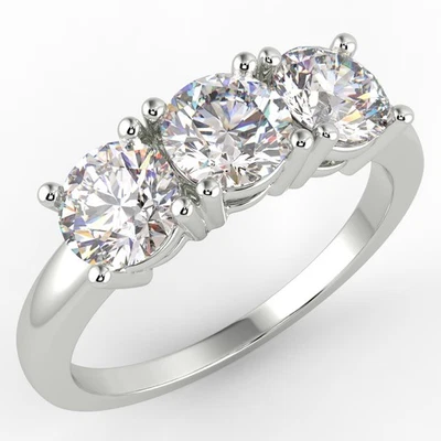 Anillo de compromiso solitario de diamantes de corte redondo VVS2/E de 1,69 quilates de oro blanco de 14 quilates Foto 1 de 4