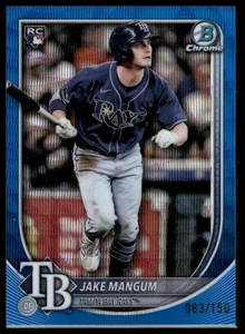 2025 Bowman Chrome Blue Wave Refractor #/150 - 50 Jake Mangum (RC) - Picture 1 of 2