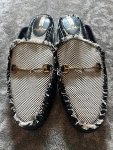 Sam Edelman Linnie Fray Damen-Pantoletten Größe 8 schwarz & weiß - Bild 1 von 7