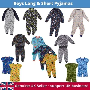 Boys Long Short Pyjamas PJs 1Onesie Onezi Dinosaur Camo Printed Playsuit Bedlam - Picture 1 of 52