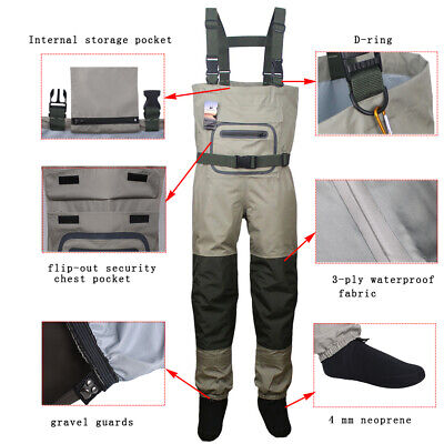Fly Fishing Stocking Foot Wader Affordable Breathable Waterproof Chest Waders • 84.01€