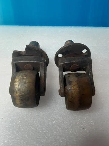 Set of 2 Antique Brass Casters brass Wheel Swivel Cover
