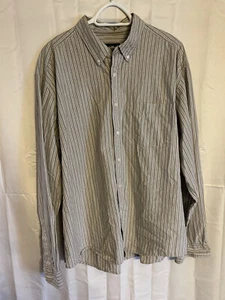 Eddie Bauer Mens Long Sleeve Shirt Size XL 100% Cotton Tan Stripes - Picture 1 of 6