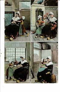 CPA Carte Postale Pays Bas Fantaisie-Une maman et sa fille multi vues début 1900 - Picture 1 of 2