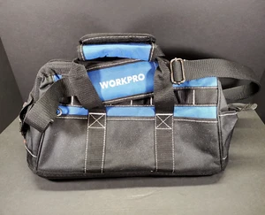 WORKPRO 16 inch Heavy Duty Tool Bag Top Wide Mouth Tool Storage Tote Blue - Picture 1 of 9