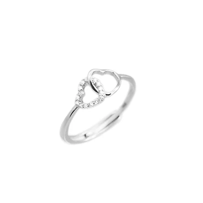 Rodio Su Argento Sterling Collegamenti Cuori Cz Pavé Amanti Anello Regolabile - Immagine 1 di 4