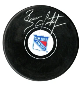Brian Leetch signed autographed logo puck NHL New York Rangers Steiner - Picture 1 of 2