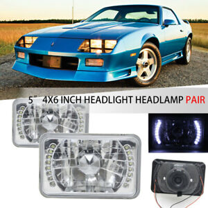 5" Inch 4x6 Inch Crystal Pontiac White LED Sealed Beam Square Headlights Lamps