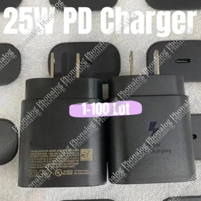 1-100x Lot Samsung 25 Watt Type USB-C Super Fast Wall Charger Charging Adapter - Image 1 of 4