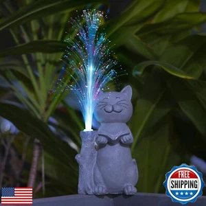 HSLILIMING Solar Lights Garden Statue Cat - Picture 1 of 5
