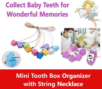 Tooth Box Organizer Kids Baby Save Milk Teeth Storage Box w/String, Assort 10/Pk - Image 1 of 2